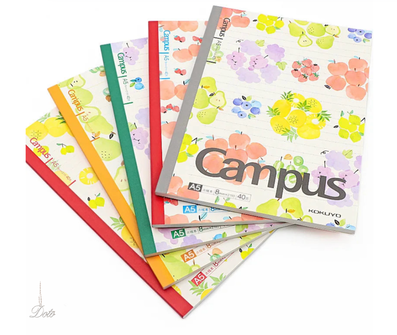 KOKUYO Campus A5 Notebook | Japanese Stationery | 8mm Dot-Lined | 40 Pages | Fruit Series | Premium Writing Paper