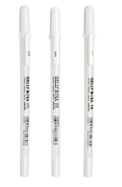 SAKURA Gelly Roll White Gel Pen – Fine, Medium & Bold Tip | Japanese White Ink Pen for Journaling, Art & Sketching