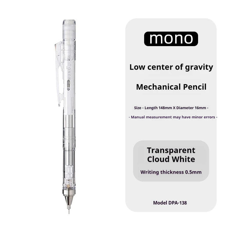 TOMBOW MONO Graph Shaker Mechanical Pencil,0.3/0.5mm Frosted Clear Rod Low Center of Gravity Design,Shake-to-Advance Art Supplie