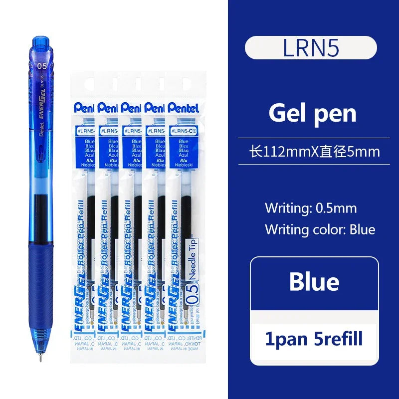 1+5refill Japan Pentel Gel Pen Energel Quick Drying BLN105 Student for Writing Signature 0.5mm School Acsesores Art Supplies