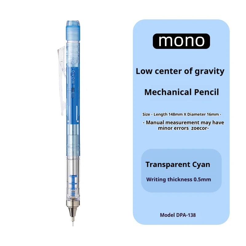 TOMBOW MONO Graph Shaker Mechanical Pencil,0.3/0.5mm Frosted Clear Rod Low Center of Gravity Design,Shake-to-Advance Art Supplie