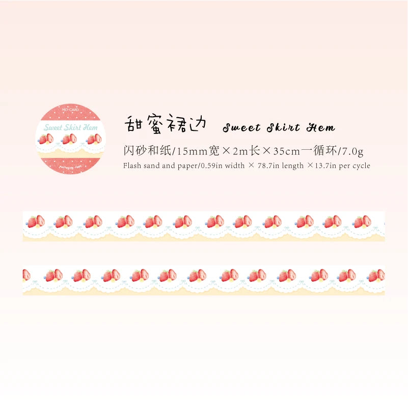 Kawaii Cake Shop Washi Tape – 15mm Sparkling Dessert Masking Tape for Journaling & Scrapbooking