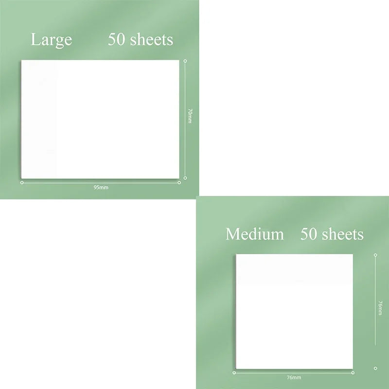 Transparent Sticky Notes 50 Sheets | Clear Sticky Memo Pads for Journaling, Planning, Office & School Supplies