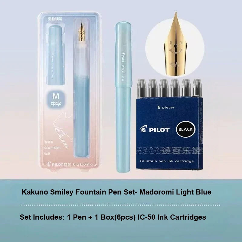 Pilot Kakuno Fountain Pen Anti-Roll Barrel Beginner Friendly Grip Smooth Writing Calligraphy Pens Collection Thoughtful Supplies