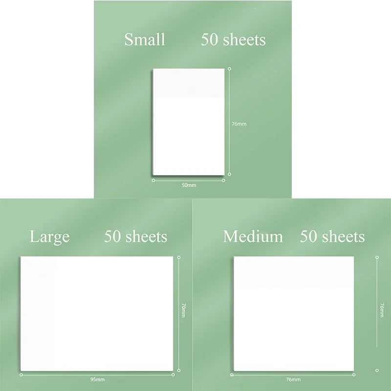 Transparent Sticky Notes 50 Sheets | Clear Sticky Memo Pads for Journaling, Planning, Office & School Supplies