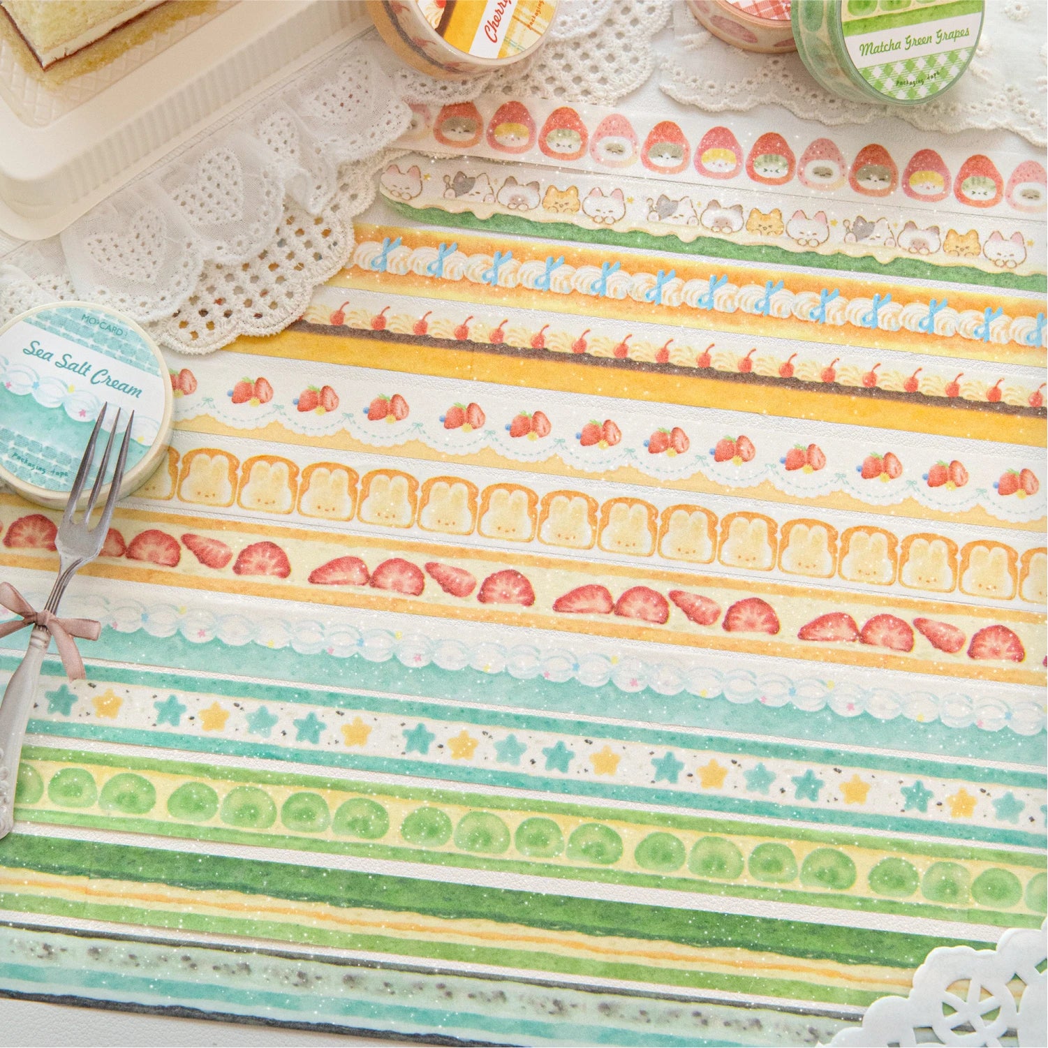 Kawaii Cake Shop Washi Tape – 15mm Sparkling Dessert Masking Tape for Journaling & Scrapbooking