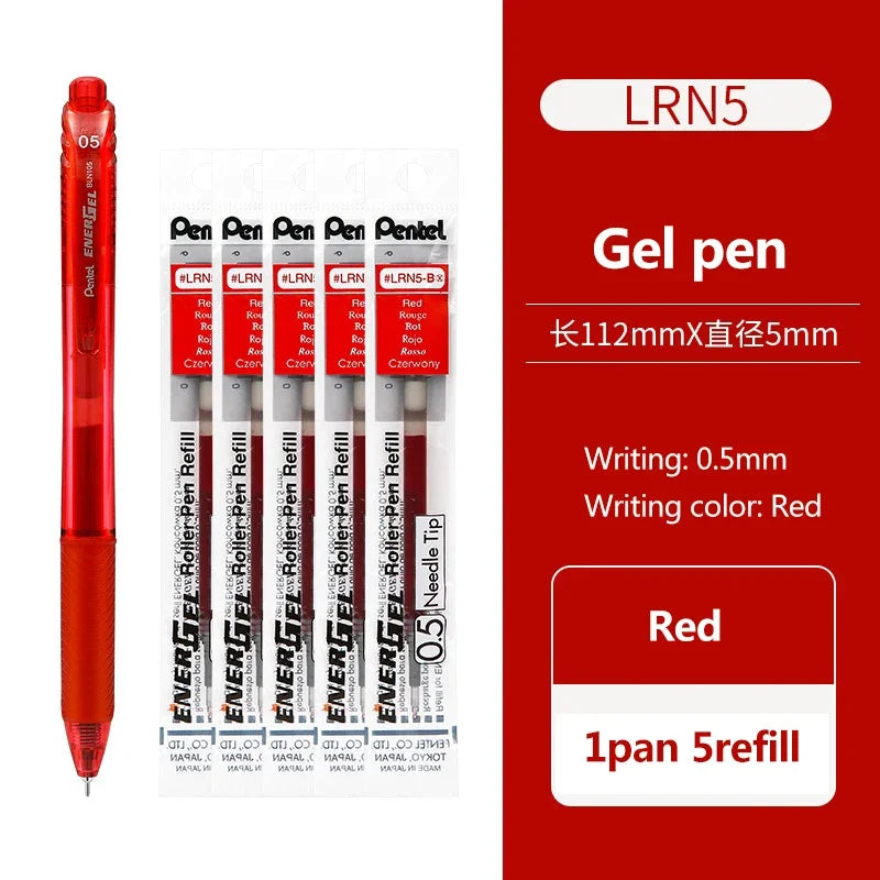 1+5refill Japan Pentel Gel Pen Energel Quick Drying BLN105 Student for Writing Signature 0.5mm School Acsesores Art Supplies