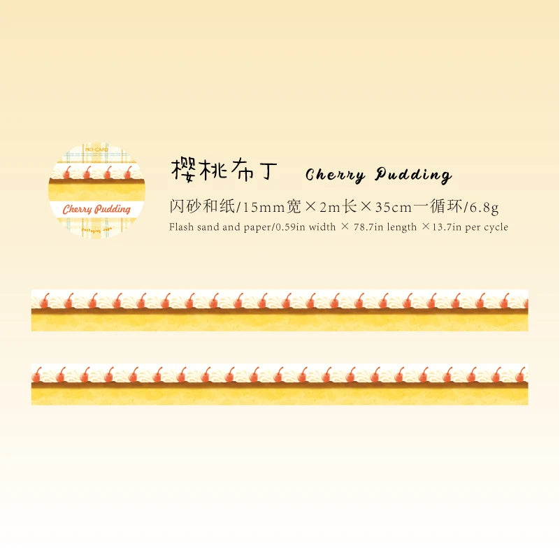 Kawaii Cake Shop Washi Tape – 15mm Sparkling Dessert Masking Tape for Journaling & Scrapbooking