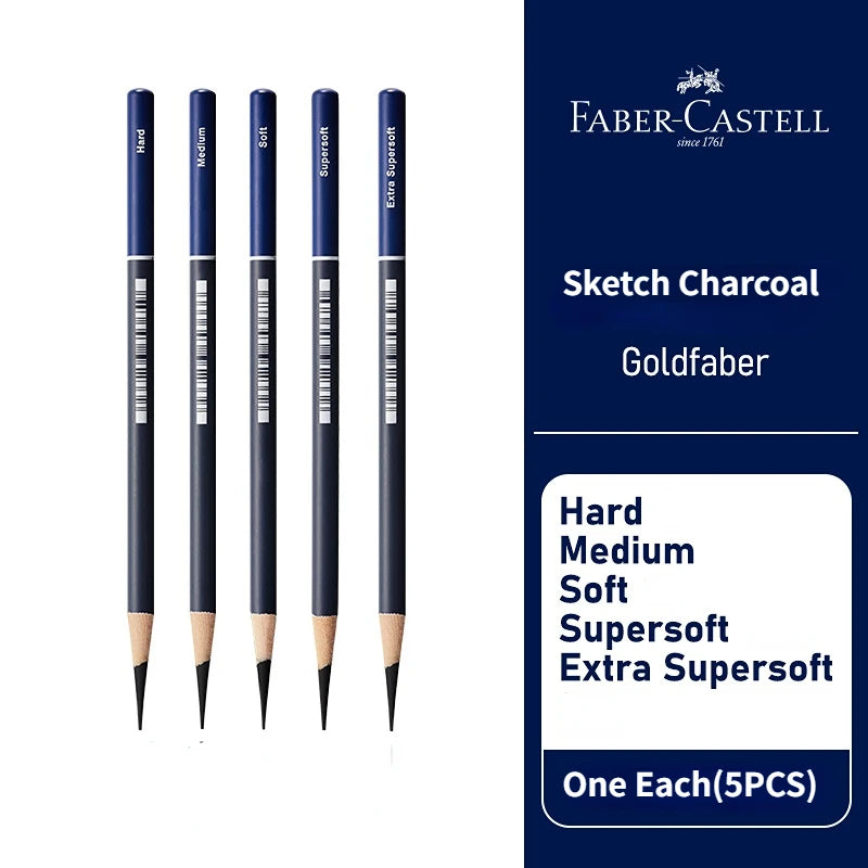 Faber-Castell Goldfaber Charcoal Pencils – Set of 5 or 6 for Drawing & Sketching