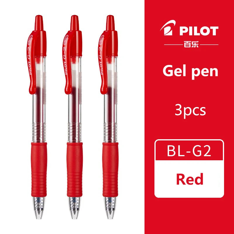 3pcs Japan Pilot Gel Pens Large Capacity BL-G2 0.5/0.7mm Writing Pen Red Blue Black School Office Supplies Children's Stationery