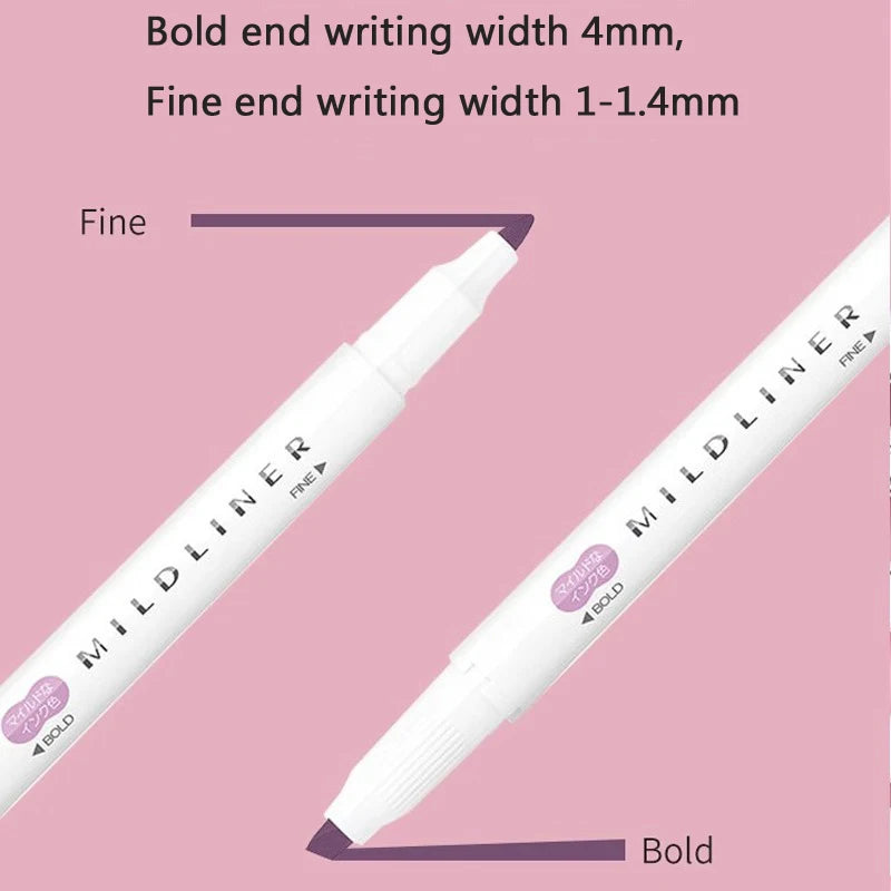 Zebra Mildliner Highlighters Set of 5 – Japanese Dual Tip Markers for Journaling, Planning & Study