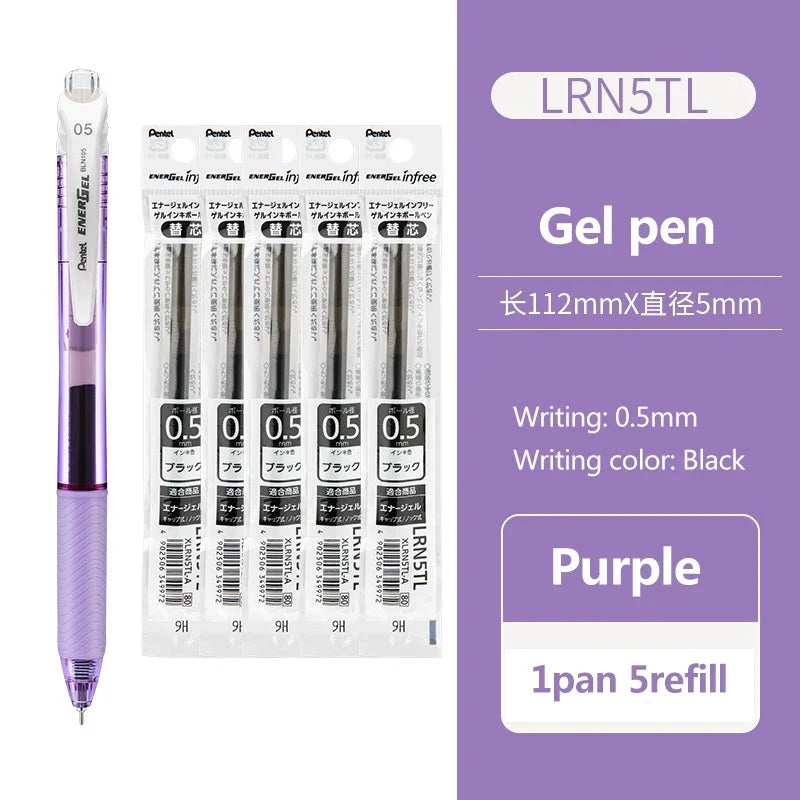 1+5refill Japan Pentel Gel Pen Energel Quick Drying BLN105 Student for Writing Signature 0.5mm School Acsesores Art Supplies