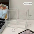 1pc The Transparent Acrylic Three-compartment Pen Holder for Desk Renovation, Student Desktop Storage Box
