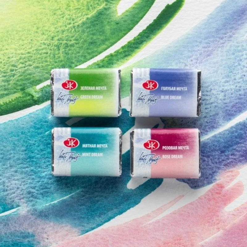 White Nights Limited Edition Granulation Watercolor Pan | Professional Artist Grade — Dream, Mystery & Nebula Series