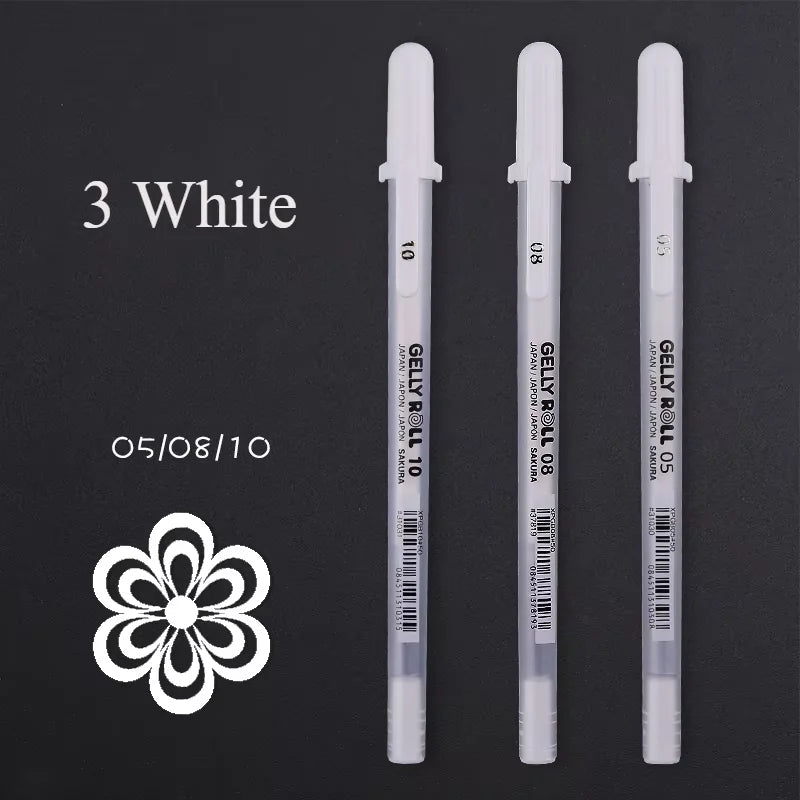 SAKURA Gelly Roll White Gel Pen – Fine, Medium & Bold Tip | Japanese White Ink Pen for Journaling, Art & Sketching