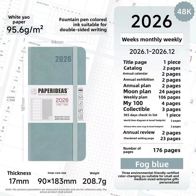 Paperideas 2026 Weekly Planner A6 | Pocket Agenda, Daily Journal & Weekly Organizer | Portable Planner Notebook