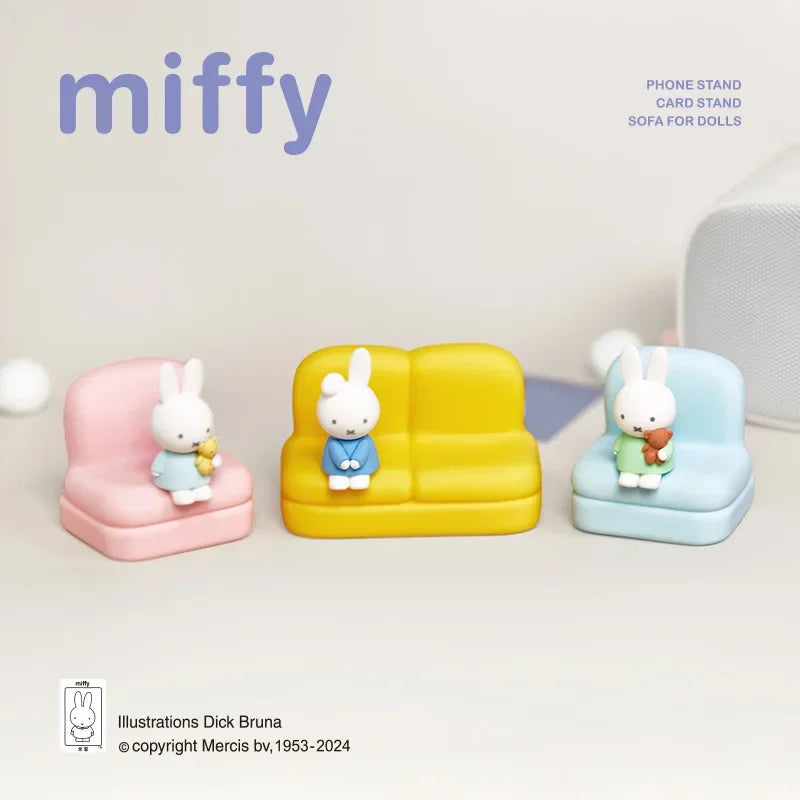 Kawaii Miffy Cartoon Surrounding Sofa Mobile Phone Stand Fashion Play Model Hand Desk Decoration Cute Doll Toy Christmas Gifts