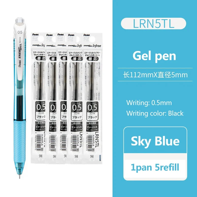 1+5refill Japan Pentel Gel Pen Energel Quick Drying BLN105 Student for Writing Signature 0.5mm School Acsesores Art Supplies