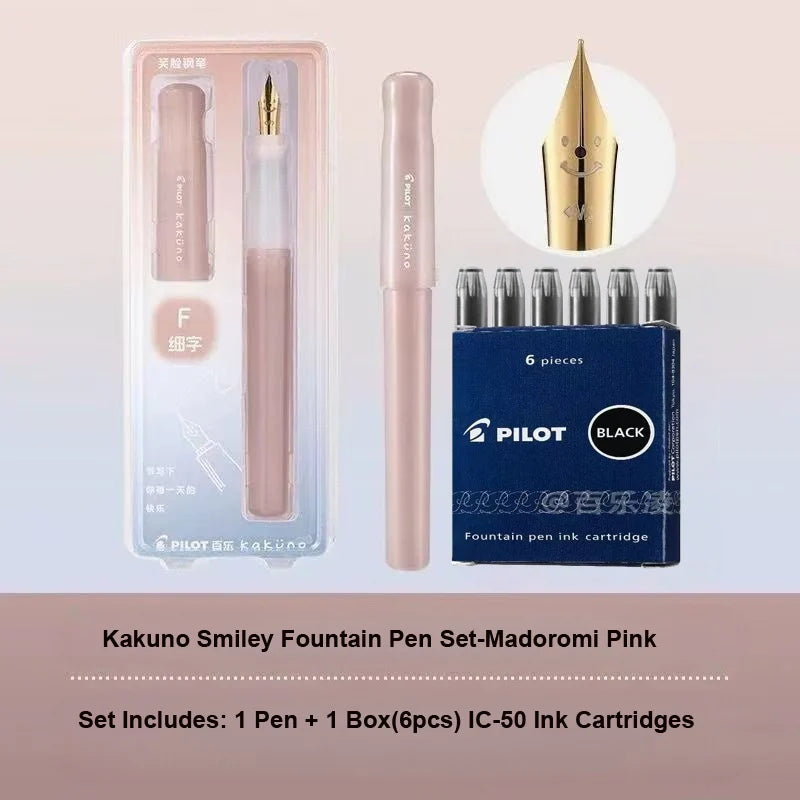 Pilot Kakuno Fountain Pen Anti-Roll Barrel Beginner Friendly Grip Smooth Writing Calligraphy Pens Collection Thoughtful Supplies