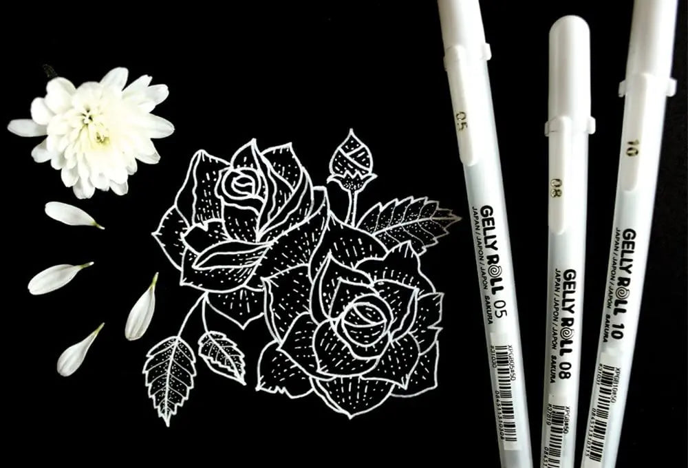 SAKURA Gelly Roll White Gel Pen – Fine, Medium & Bold Tip | Japanese White Ink Pen for Journaling, Art & Sketching