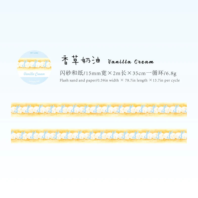 Kawaii Cake Shop Washi Tape – 15mm Sparkling Dessert Masking Tape for Journaling & Scrapbooking