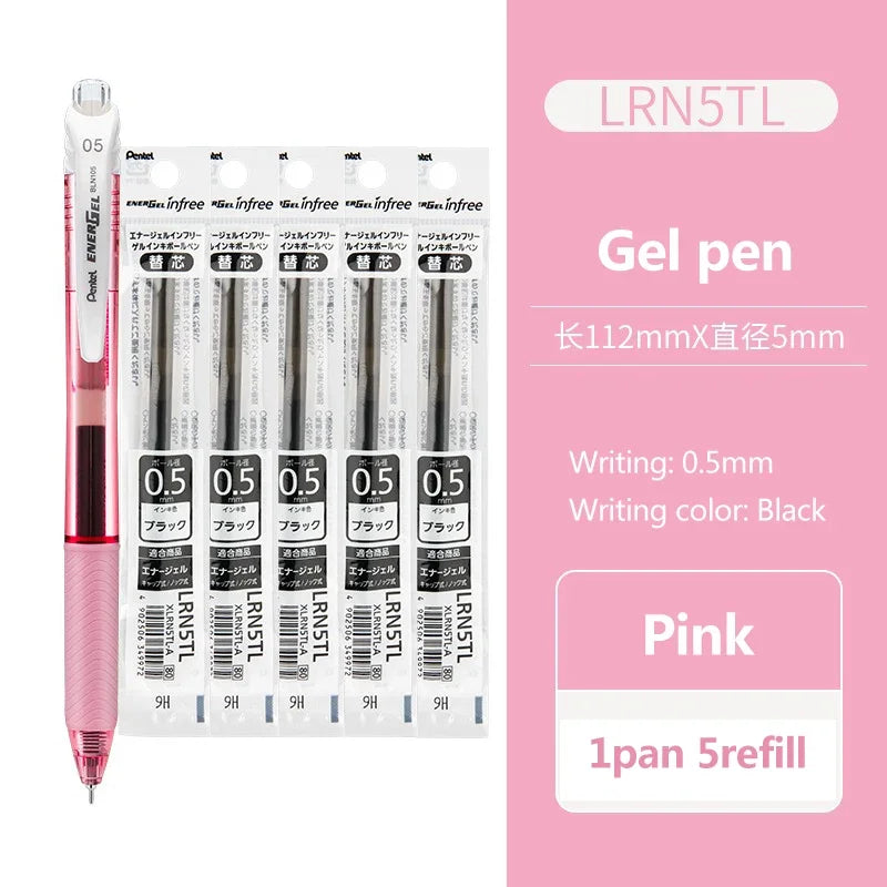 1+5refill Japan Pentel Gel Pen Energel Quick Drying BLN105 Student for Writing Signature 0.5mm School Acsesores Art Supplies