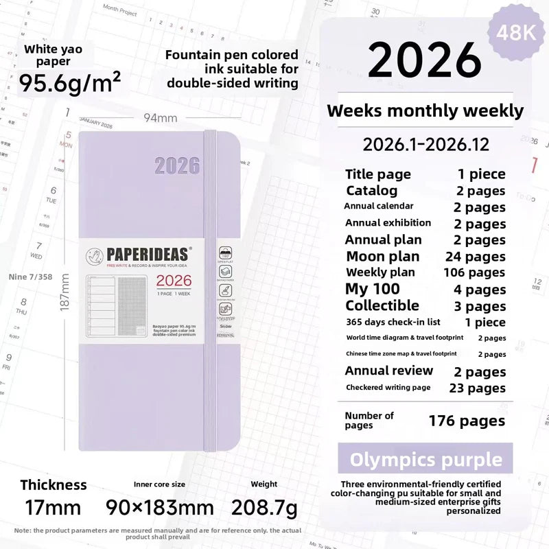 Paperideas 2026 Weekly Planner A6 | Pocket Agenda, Daily Journal & Weekly Organizer | Portable Planner Notebook