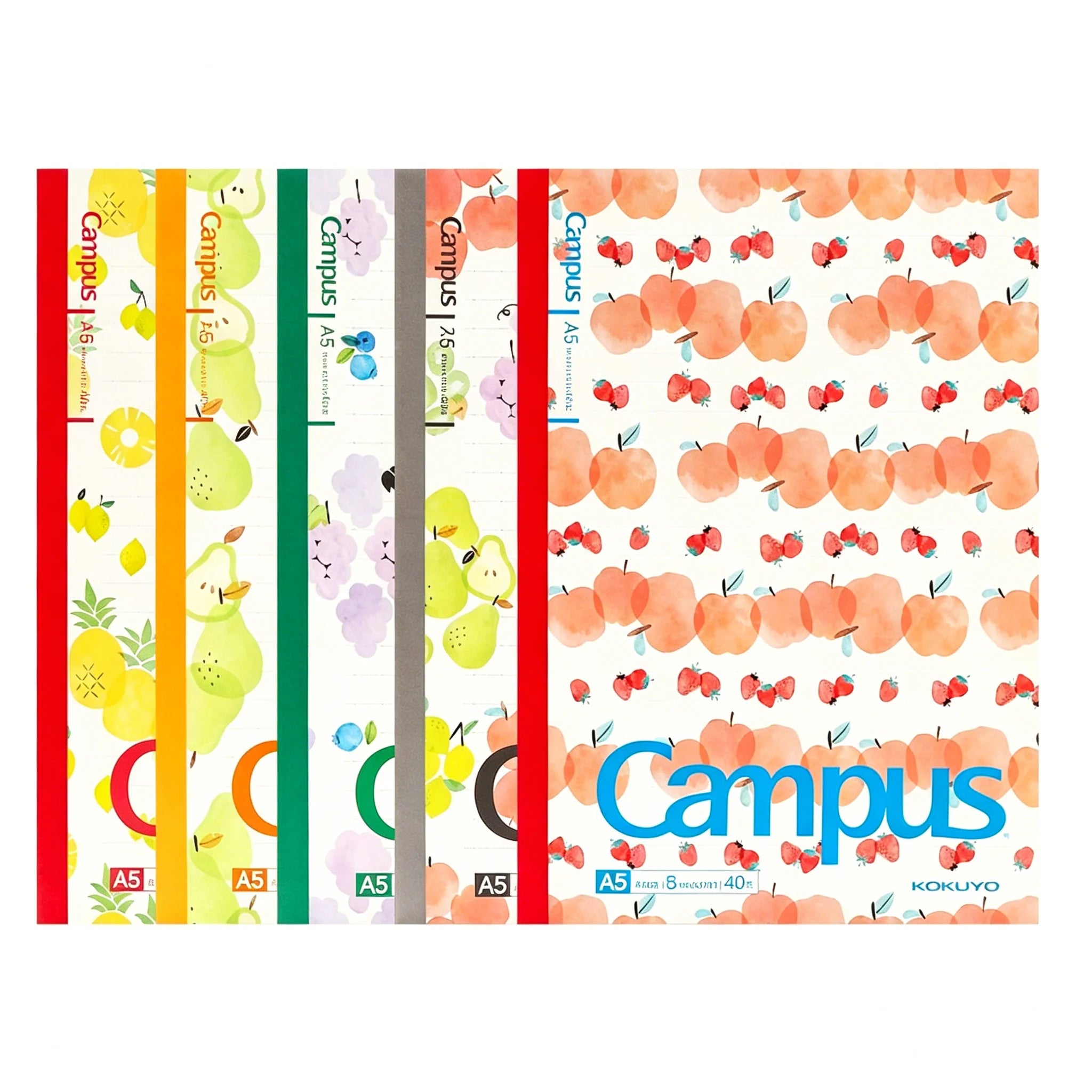 KOKUYO Campus A5 Notebook | Japanese Stationery | 8mm Dot-Lined | 40 Pages | Fruit Series | Premium Writing Paper