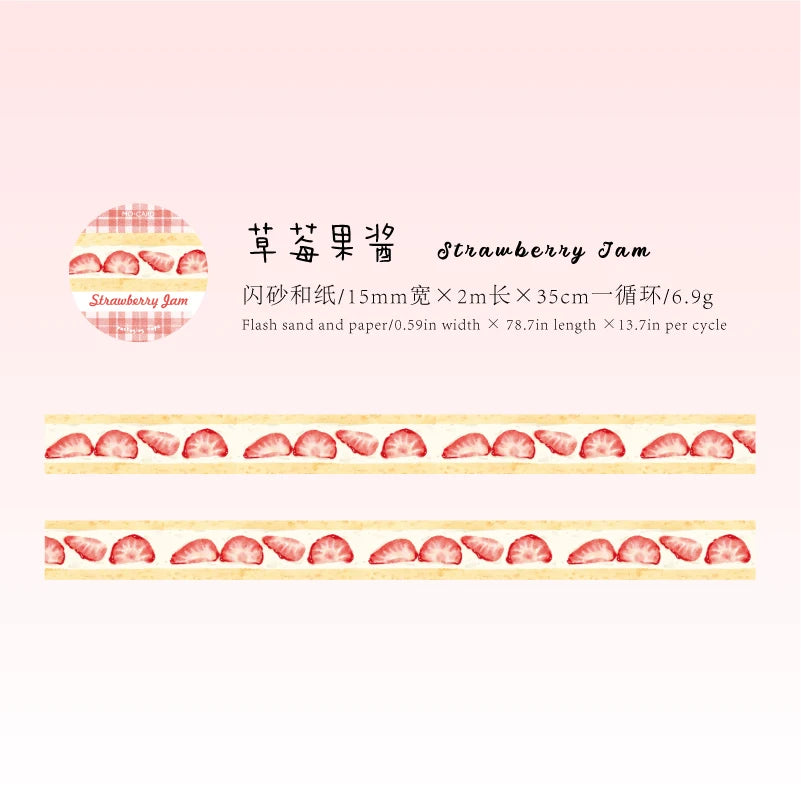 Kawaii Cake Shop Washi Tape – 15mm Sparkling Dessert Masking Tape for Journaling & Scrapbooking