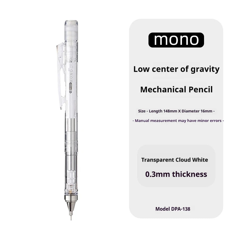TOMBOW MONO Graph Shaker Mechanical Pencil,0.3/0.5mm Frosted Clear Rod Low Center of Gravity Design,Shake-to-Advance Art Supplie