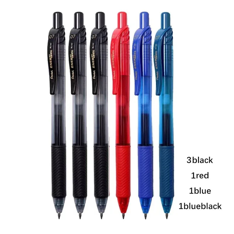 6pcs Pentel Energel Gel Pen BL107 0.7mm Quick Drying Ink Push Type Pens Writting Smooth Signature Pen School Supplies