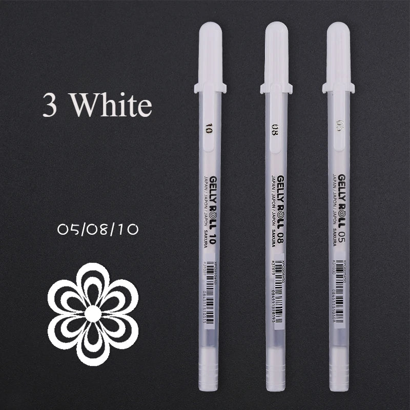 SAKURA Gelly Roll White Gel Pen – Fine, Medium & Bold Tip | Japanese White Ink Pen for Journaling, Art & Sketching