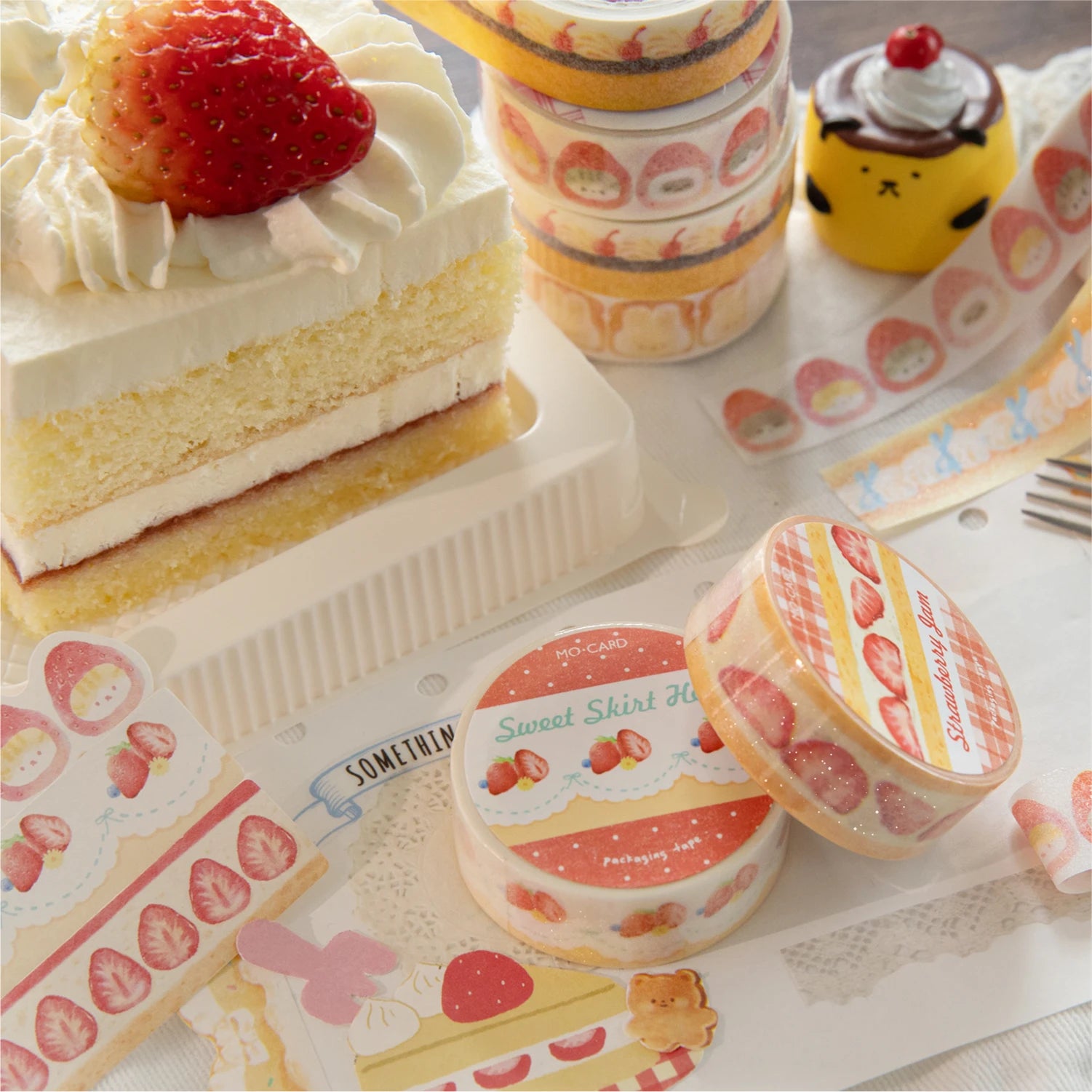 Kawaii Cake Shop Washi Tape – 15mm Sparkling Dessert Masking Tape for Journaling & Scrapbooking