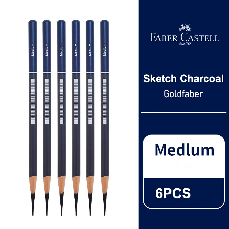 Faber-Castell Goldfaber Charcoal Pencils – Set of 5 or 6 for Drawing & Sketching