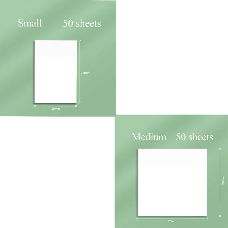 Transparent Sticky Notes 50 Sheets | Clear Sticky Memo Pads for Journaling, Planning, Office & School Supplies