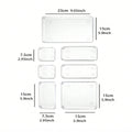 7-Piece Clear Plastic Desk Drawer Organizer Set | Transparent Storage for Office, Bathroom & Makeup