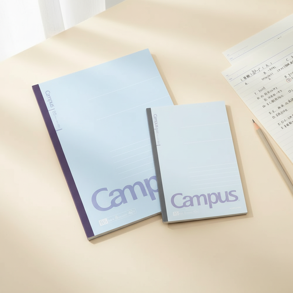 Cuaderno KOKUYO sobre escritorio editorial