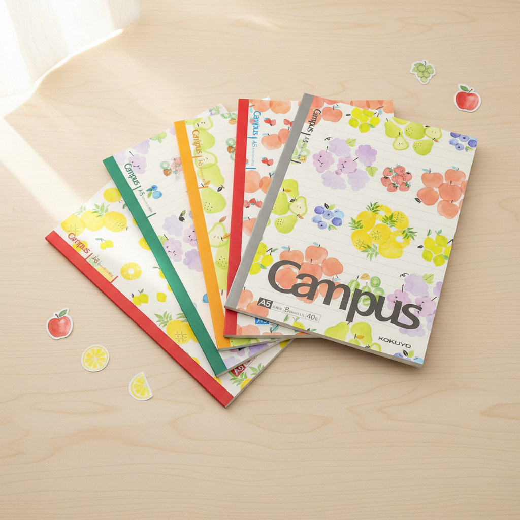 KOKUYO Campus Notebook A5 Fruit sobre escritorio editorial