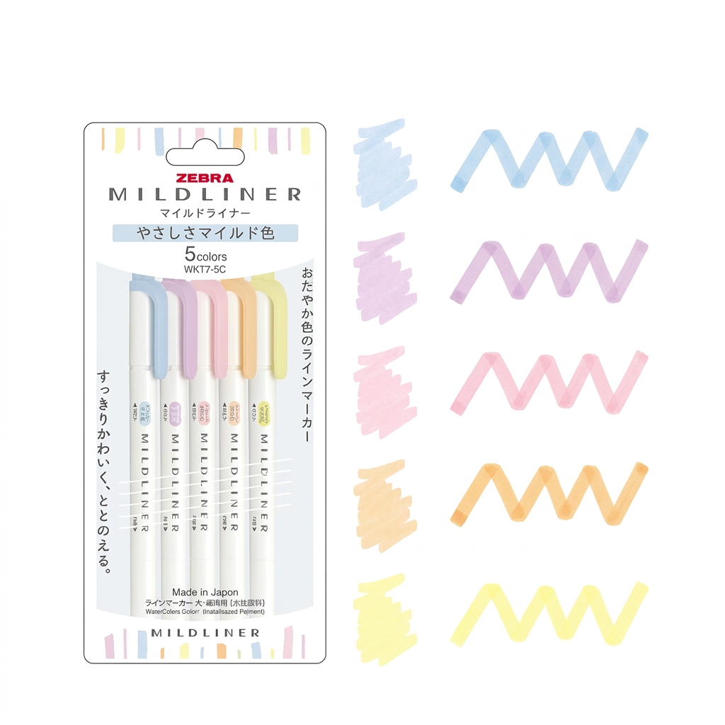 Set pastel con cinco zigzags de color