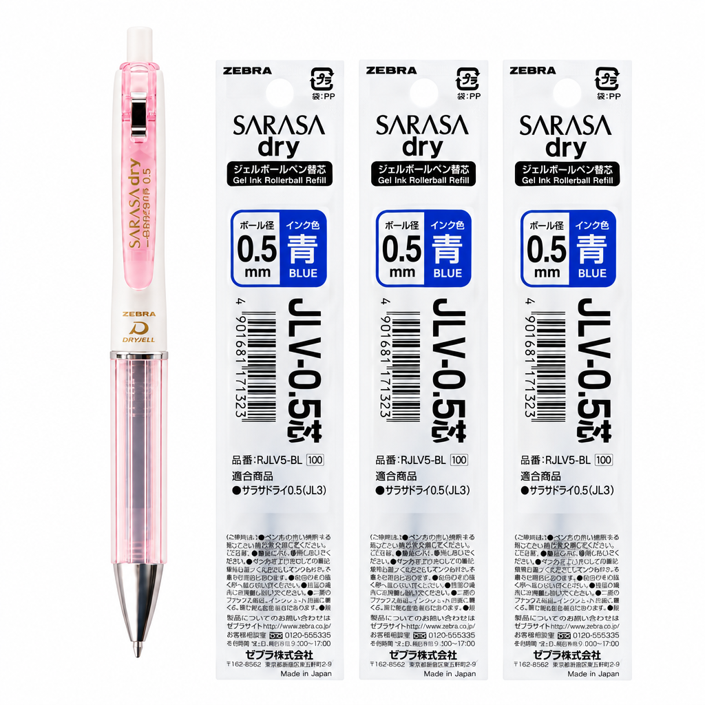 Set rosa con repuestos azules de 0.5 mm